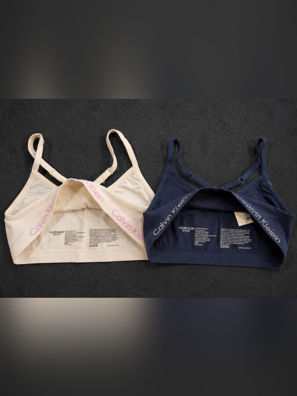 NWT Calvin Klein Girls Bralette Bundle Size SM Cream & Navy - Picture 3 of 3